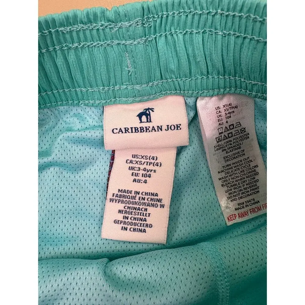 Caribbean Joe Boys Swim Trunks Size 4 XS Dinosaur Tropical Beach Print NWT